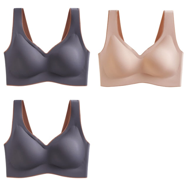 Breathable Shock-proof Women's Seamless Push Up Latex Bra