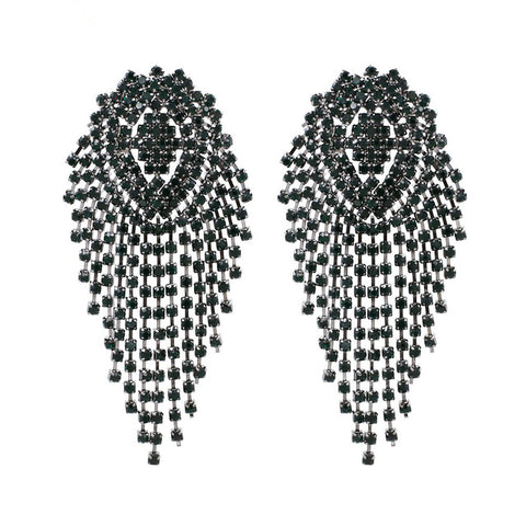 Novo design de strass brincos de borla longa de alta qualidade Bohemian big dangle brincos para mulheres joias da moda