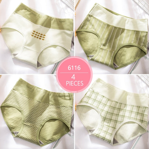 Comfortable Breathable Ladies' High Waist Cotton Panties 4-piece