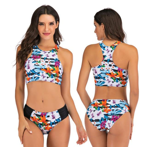 Pop Sexy Women's Floral Print Sports Beachwear 2 Piece