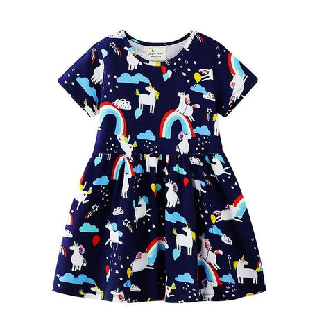Animal Floral Cotton Kids Dresses For Toddler Girls - Sheseelady