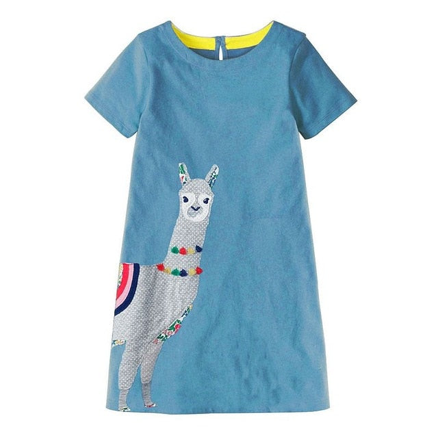 Animal Floral Cotton Kids Dresses For Toddler Girls - Sheseelady