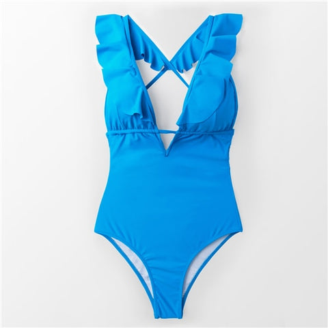 Heart Attack One-Piece Swimsuit Women Ruffle Bikini - Sheseelady