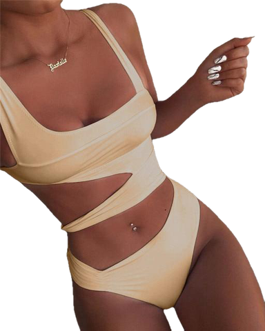 Sexy Women's Bandage Style Brazilian Swimsuit With Leopard Print One Piece