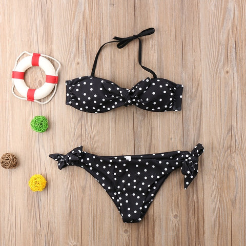 Popular Sexy Women's Strapless Bandage Push Up Bikini Set With Dot Print