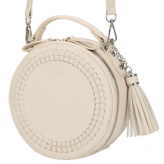 Pu Cute Criss-Cross Knitting Round Bag With Small Strap