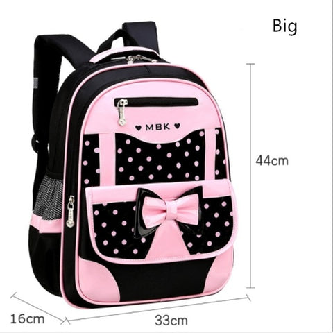 Sweet Polka Dot Pattern Bow-knot Nylon Primary School Bags For Girls