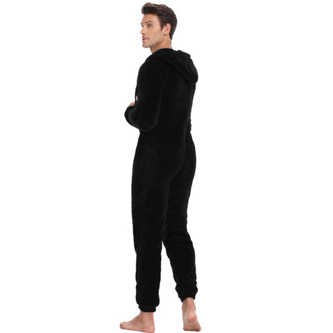 Men Warm Sleep Lounge Adult Sleepwear One Piece Pajamas