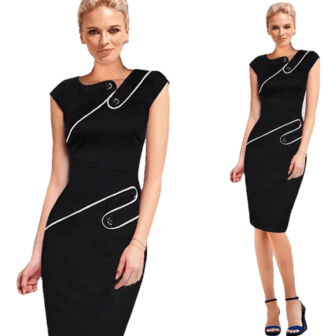 Plus Size Elegant Wear To Work Women Office Business Dress Casual Tunic Bodycon Sheath Fitted Formal Pencil