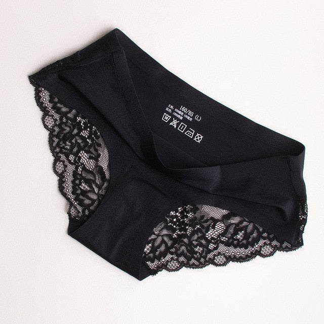 Sexy Ladies' Transparent Seamless Lace Panties With Embroidery Patterns