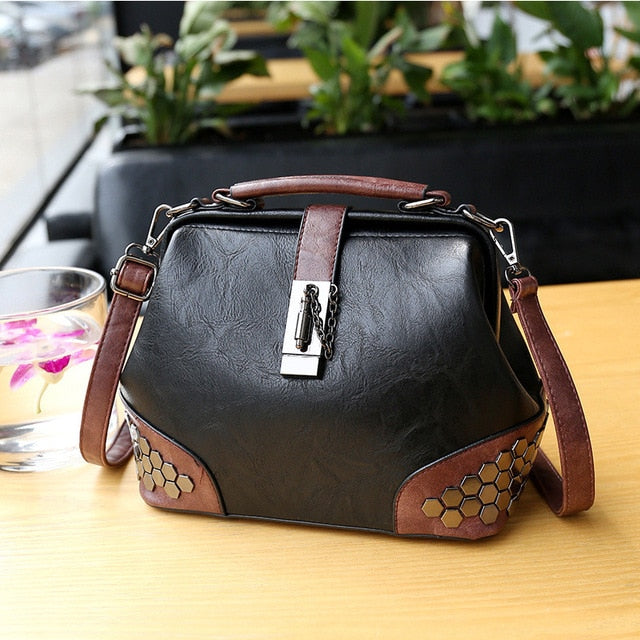 Vintage Trendy Ladies' Leather Small Doctor Bag With Strap