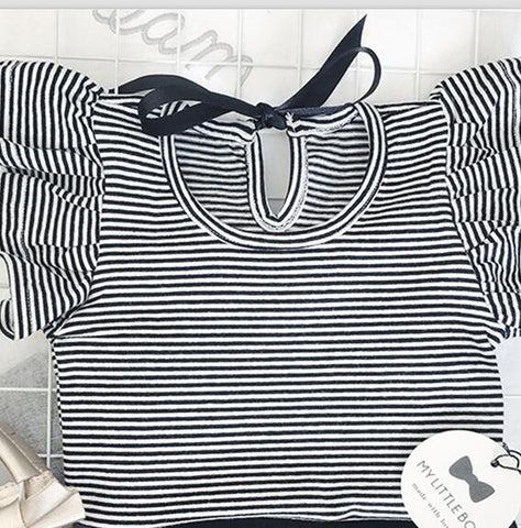Casual Lovely Girls' O-neck Ruffle Quality T-Shirt For Summer
