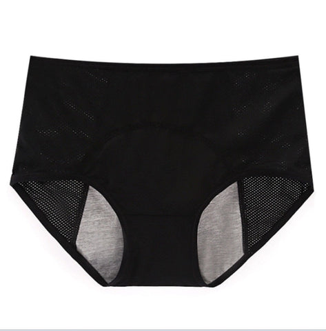 Lady Menstrual Period Breathable Panties Holes Briefs Leakproof Underwear Cotton Soft Solid Mid-Waist Panties Women Plus Size - Sheseelady