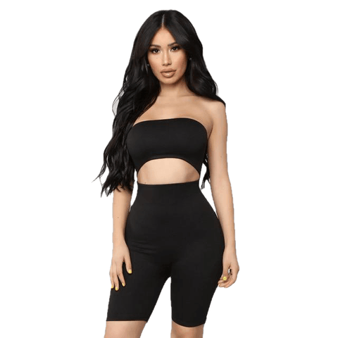 Sexy Women's Strapless Cutout Bodycon Playsuit For Party Club