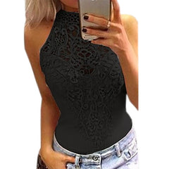 Body Lace Summer Playsuit Bodycon Sleeveless Patchwork Sexy Bodysuit Feminino New Women Rompers Hollow Out Overalls - Sheseelady