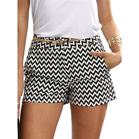 Novos shorts de moda, mulheres curtas de verão preto e branco de cintura média casual Shorts retos
