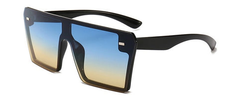 Óculos de sol quadrados extragrandes feminino fashion top plana gradiente