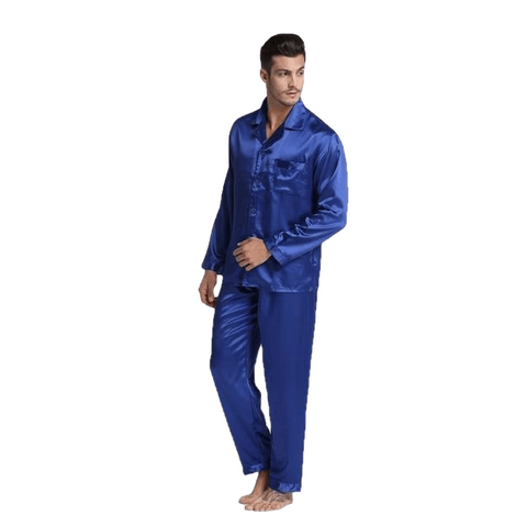 Estilo moderno seda de mancha masculina jogo de Sleepwear Pajama