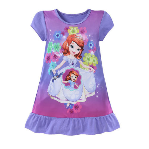New 3-10Y Kids Short Sleeve Princess Dress