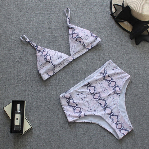 Ladies' Sexy Print High Waist Push Up Padded Bikini Sets