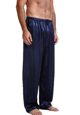 Men'S Silk Satin Pajamas Pants Lounge Sleep Bottoms