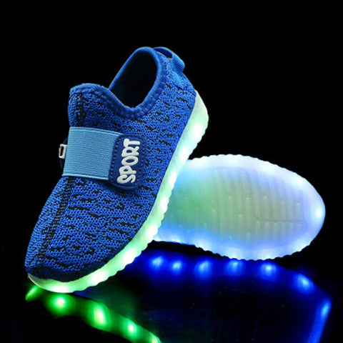 Conduzido Usb Recharge Glowing Hook Loop Shoes For Kids