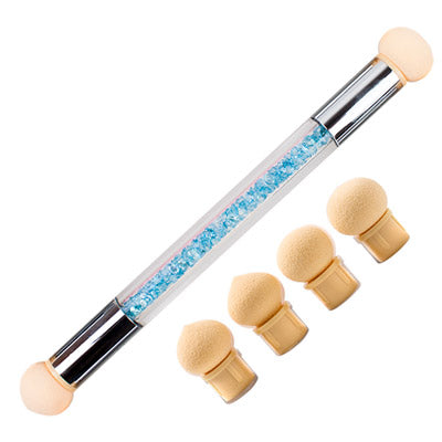 Trendy Round-tipped Nail Powder Brush With Replaceable Sponge Heads