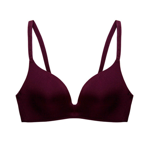Solid Color Seamless Wire Free Push Up Brassiere For Women A/B Cup