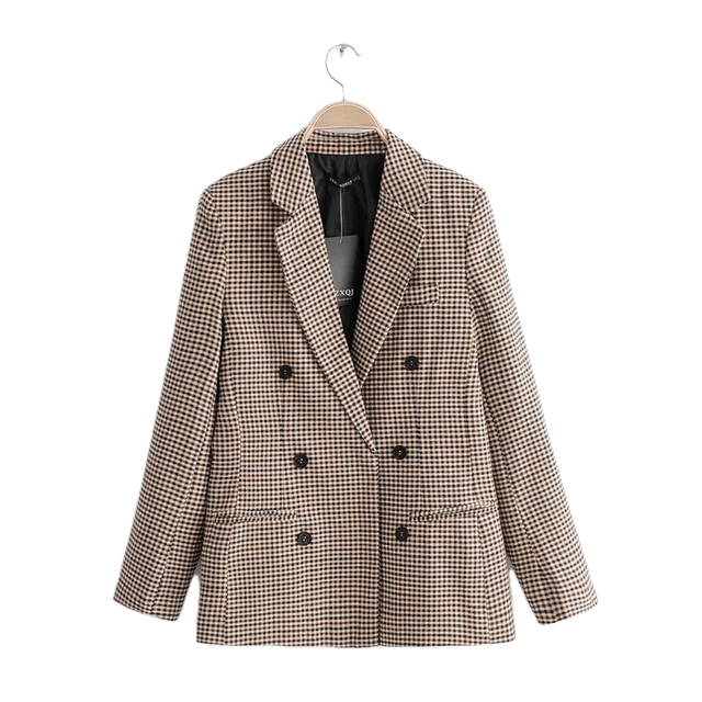 Fashion Plaid Women Blazer Coat Retro Button Lattice Suit Jacket With Shoulder Pads Jacket Blazer Female Casual Coats - Sheseelady