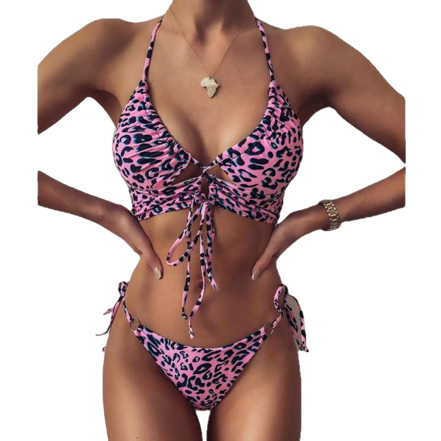 Stylish Hotties' High Waist Bikini With Leopard Print