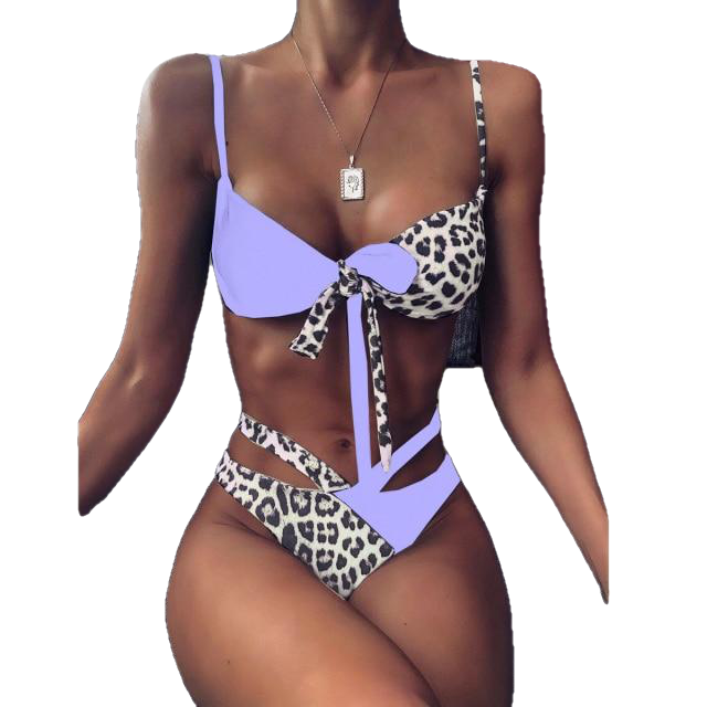 Stylish Hotties' High Waist Bikini With Leopard Print