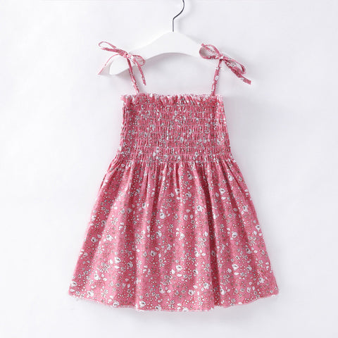 プリント花ノースリーブ1-7歳の子供のドレス女の子のための