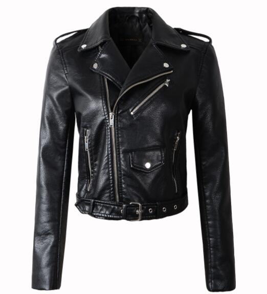 Casual Cool Women's Zippered Slim Leather Jackets For Motorcycle Riding