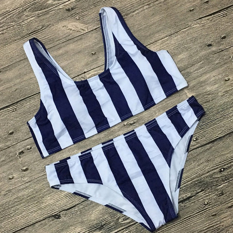 Bikini Set Women Swimwear Hot Stripes Push Up Padded Swimsuit Women Bathing Suit Beachwear Brazilian Biquini New - Sheseelady