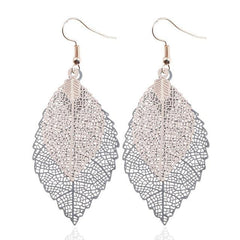 Vintage Leaves Drop Earrings Luxury Boho Bohemian Leaf Dangle Earrings Hollow Out