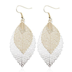 Vintage Leaves Drop Earrings Luxury Boho Bohemian Leaf Dangle Earrings Hollow Out