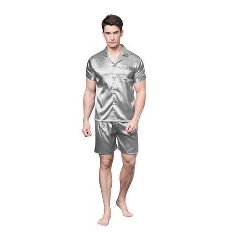 Shorts pour hommes pyjama en soie pyjama ensemble chemise de nuit douce