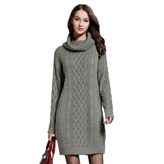 Pull d’hiver Femmes Robe Nouveau pull à col roulé solide chaud oversize pull à manches longues robe pull décontracté tricoté