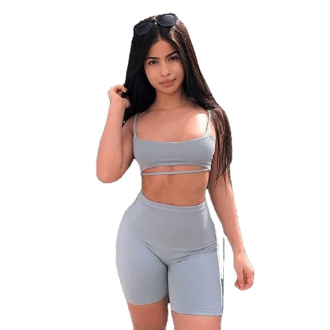 Casual Sexy Women's Spaghetti Straps Hollow Out Camis & Knee Length Pants Sets