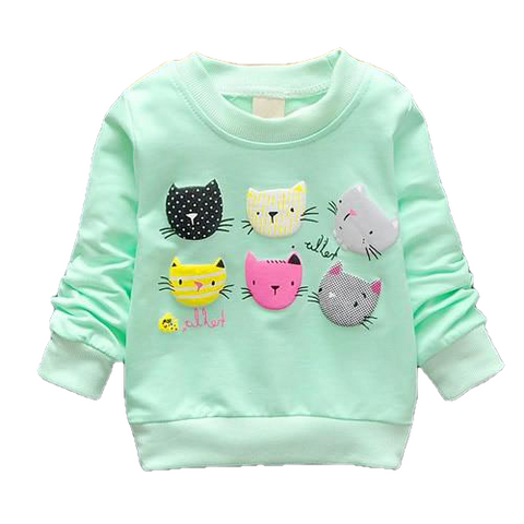 6 Cats Long Sleeves Sweater Girls Kids T-Shirt Clothes - Sheseelady