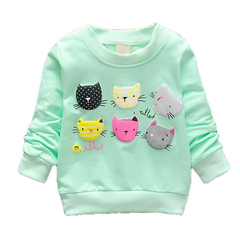 6 Cats Long Sleeves Sweater Girls Kids T-Shirt Clothes - Sheseelady