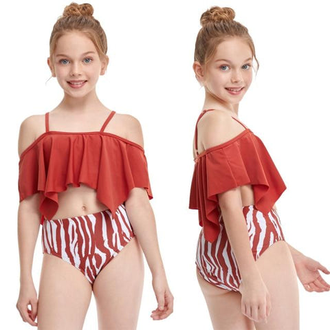 Stylish Cute Floral Print Bikini Sets For 2 -14 Years Old Girls