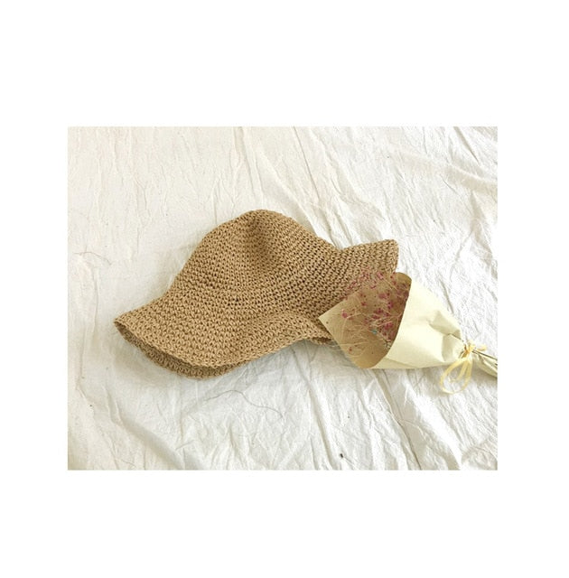Chapéus de verão para mulheres Sun Beach Panamá Chapéu de palha grande de aba larga dobrável viseira externa