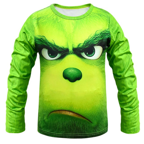 Grinch Full Face 3D Hooded T Shirts For Kids