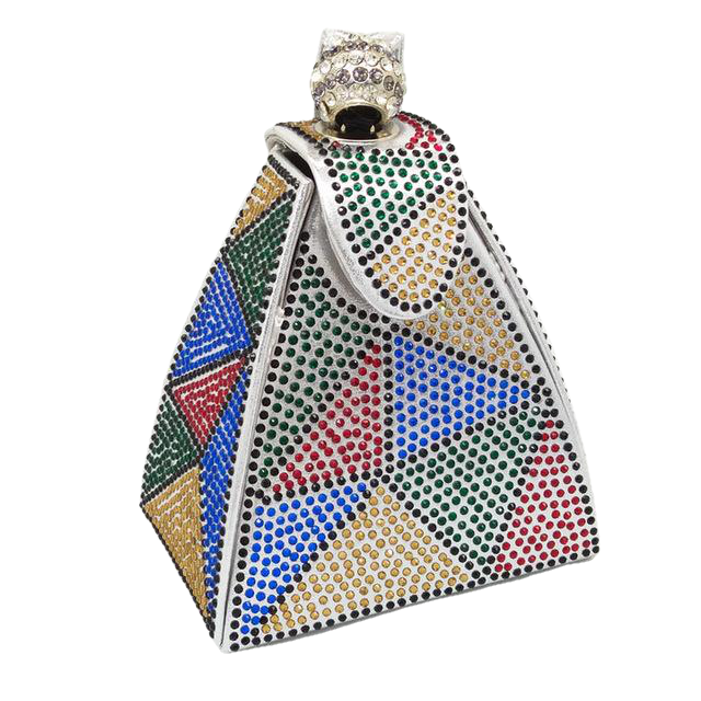 Polyester Pyramid Style Vintage Diamond Bridal Wedding Purse And Multi Function Bag