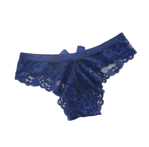 Breathable Sexy Female Low-Rise Print/Lace Cotton Panties