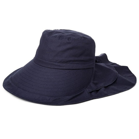 女性の夏のビーチの太陽の帽子Upf50 + UVコットンポニーテール折りたたみ式のひものあごコード広いつばの旅行太陽の帽子キャップガール