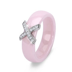 Fashion Jewelry Women Ring With Aaa Crystal 6/8 Mm X Cross Ceramic Rings For Women Men Plus Big Size 10 11 12 Wedding Ring Gift - Sheseelady