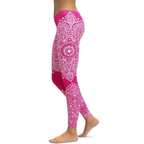 Sexy Women's Breathable Anti-Shrink Elastic Waist Yoga Leggings With Mandala Print