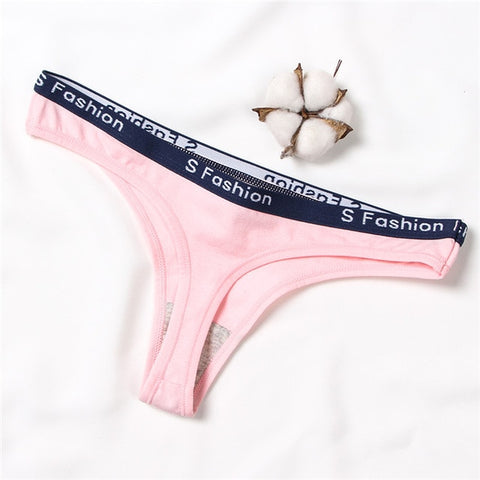 Sexy Women's Low-Rise G-String Cotton Thong With Letter Pattern